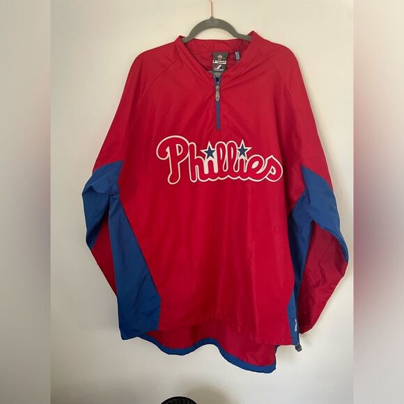 Majestic MLB Philadelphia Phillies Authentic Cool Base Apparel Pullover 1/4 Zip - Picture 2 of 11